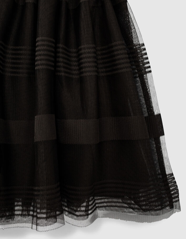 Girls’ black mixed-fabric dress with tulle skirt - IKKS