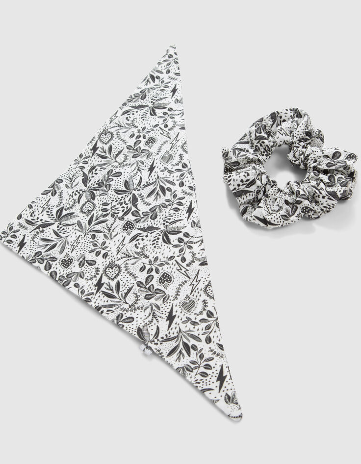 Schwarzes Mädchen-Scrunchie mit Dschungel-Rock-Print-2