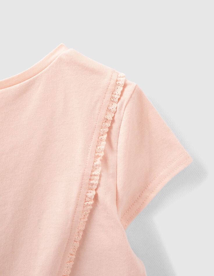 Rosa Mädchen-T-Shirt mit Pflanzenprint-5