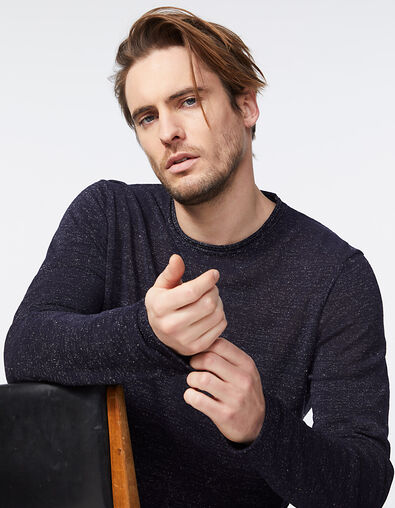 Men's navy nep knit sweater - IKKS