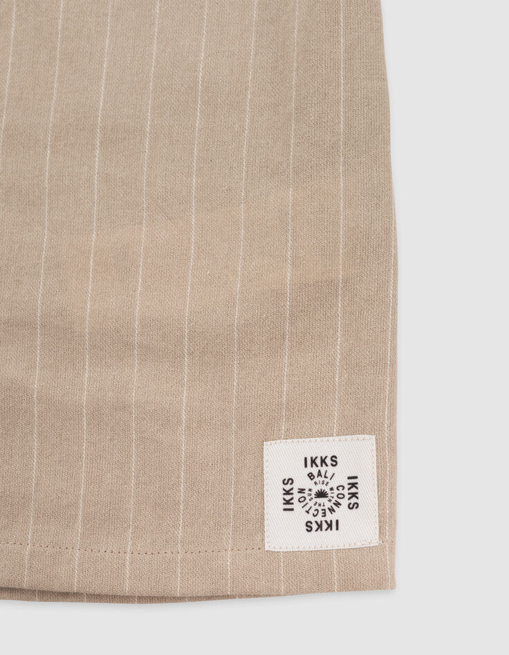 Chemise beige coton bio motifs rayures garçon-7