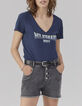 Camiseta azul marino mensaje deep dye mujer-1