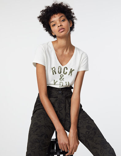 Women’s white acid wash treatment organic cotton T-shirt - IKKS