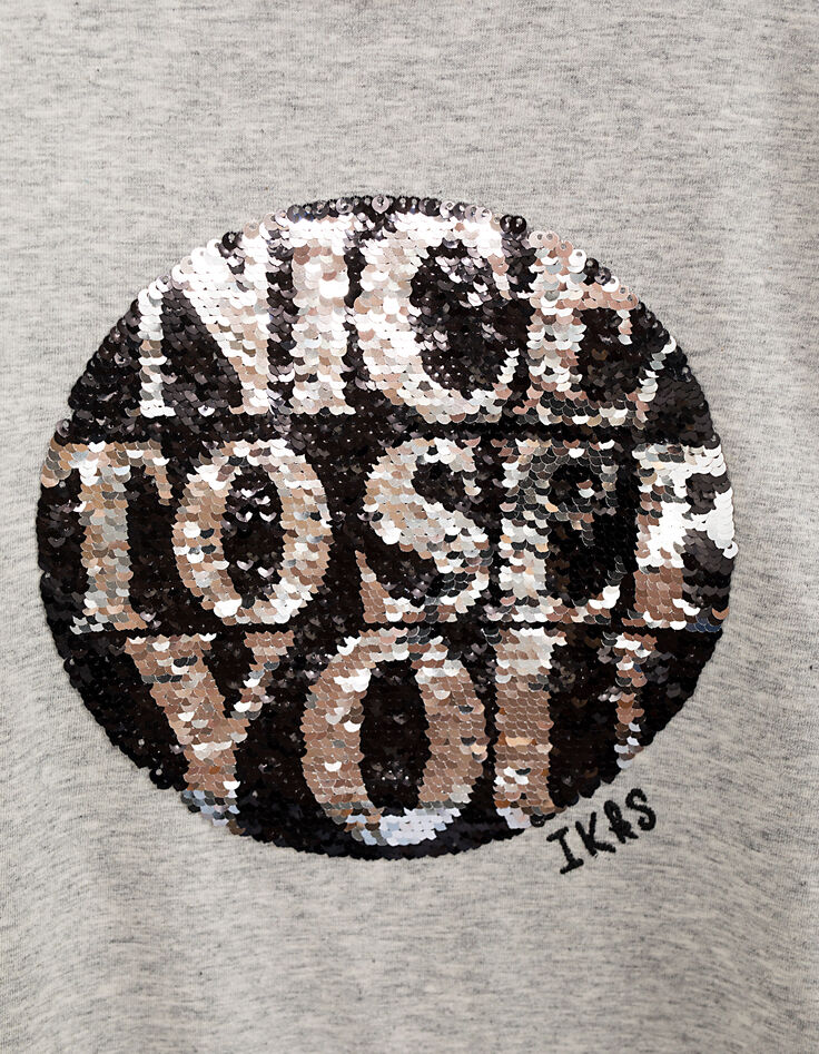 Camiseta gris lentejuelas NICE TO SEE YOU niña-5