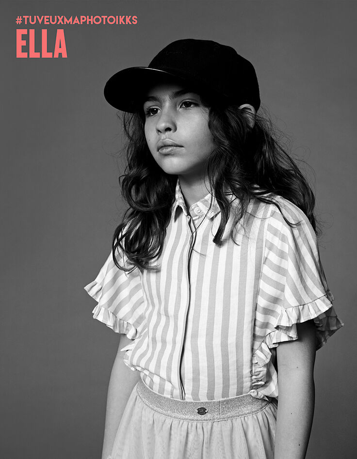 Chemise pêche cropped à rayures fille-2