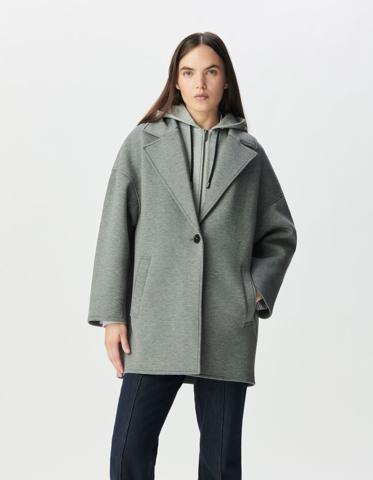 Women’s grey coat with detachable hood-2 Women’s grey coat with detachable hood-2