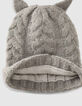 Bonnet et snood gris chiné moyen torsadés bébé fille -4
