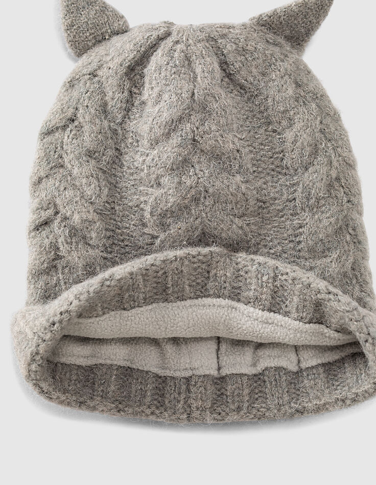 Bonnet et snood gris chiné moyen torsadés bébé fille -4 Bonnet et snood gris chiné moyen torsadés bébé fille -4