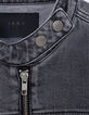 Graue Jeansjacke mit Rei&szlig;verschluss f&uuml;r Damen-8