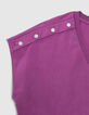 Top violine satiné détails clous aux épaules Femme-7