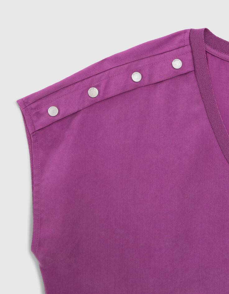 Top violine satiné détails clous aux épaules Femme-7