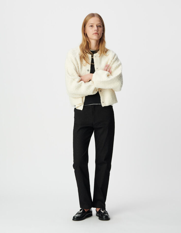 Wit vest bouclétricot Dames-2 Wit vest bouclétricot Dames-2