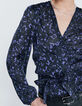 Women’s black/blue leopard print recycled wrap blouse-4