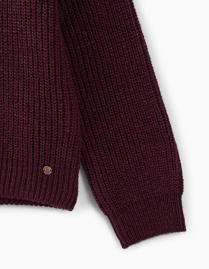 Jersey ciruela de tricot con cuello amovible niña-3