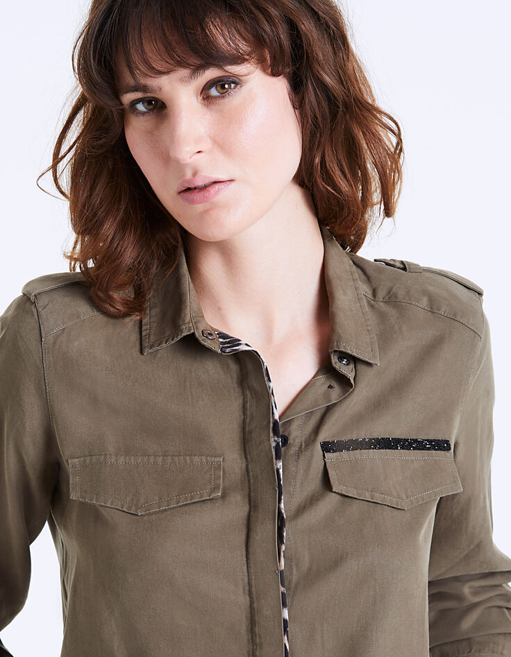 Women’s lyocell shirt, leopard+metallic bands-4