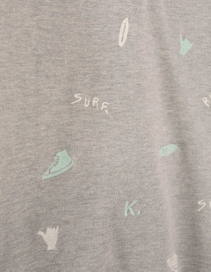 Boys’ grey marl all-over embroidery polo shirt - IKKS