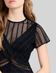 Schwarzes Midi-Damenspitzenkleid-8