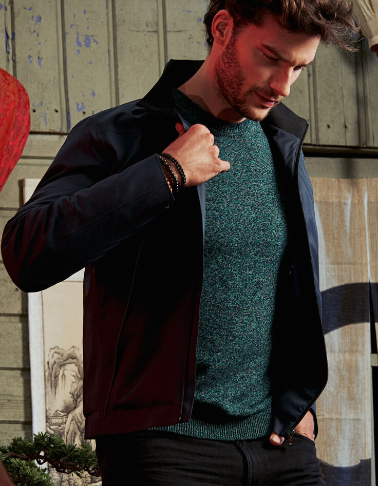 Pull camaïeu de vert en tricot mouliné Homme-1