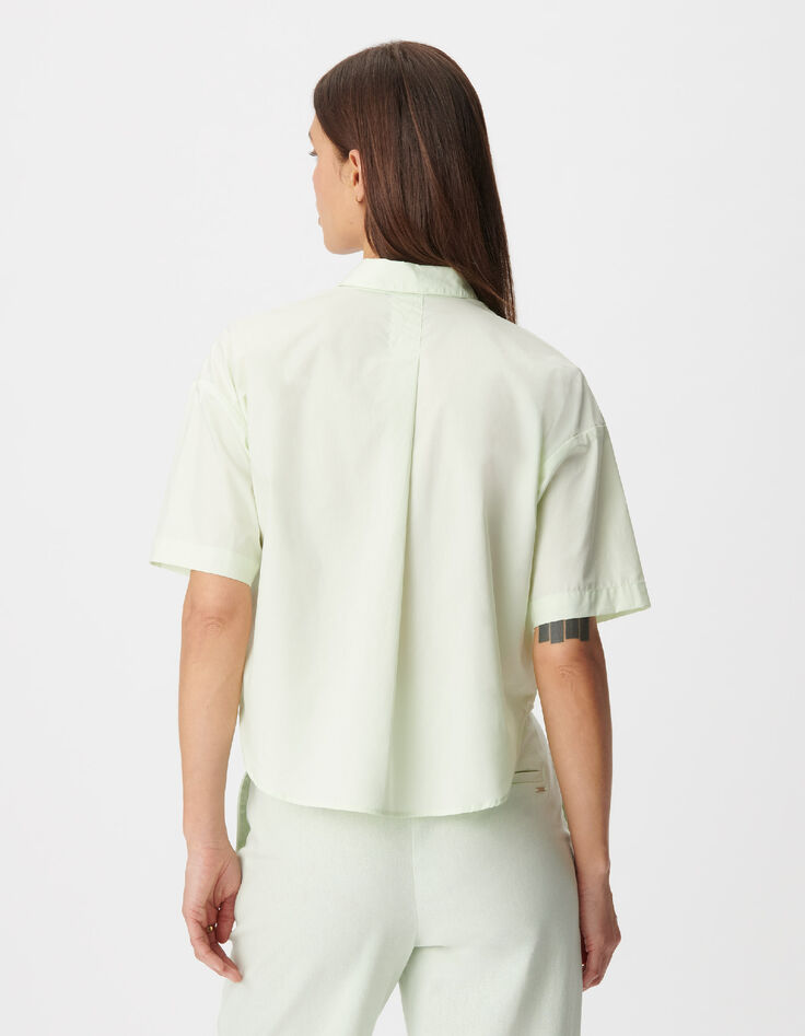 Top chemisier vert cropped Femme-3