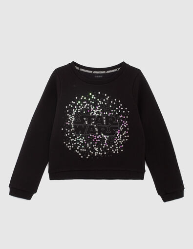 Girls’ black IKKS–STAR WARS™ embroidered sequin sweatshirt - IKKS