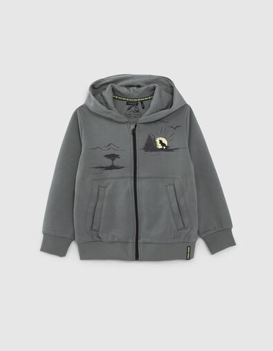 Cardigan kaki mix print et broderie JURASSIC WORLD gar&ccedil;on - IKKS