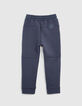 Boy's grey bi-material jogging suit with zipped pockets-3