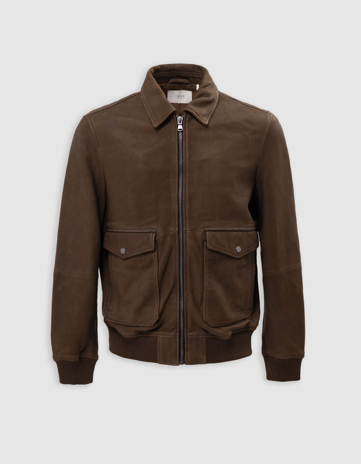 Blouson aviateur bronze en cuir Homme-8