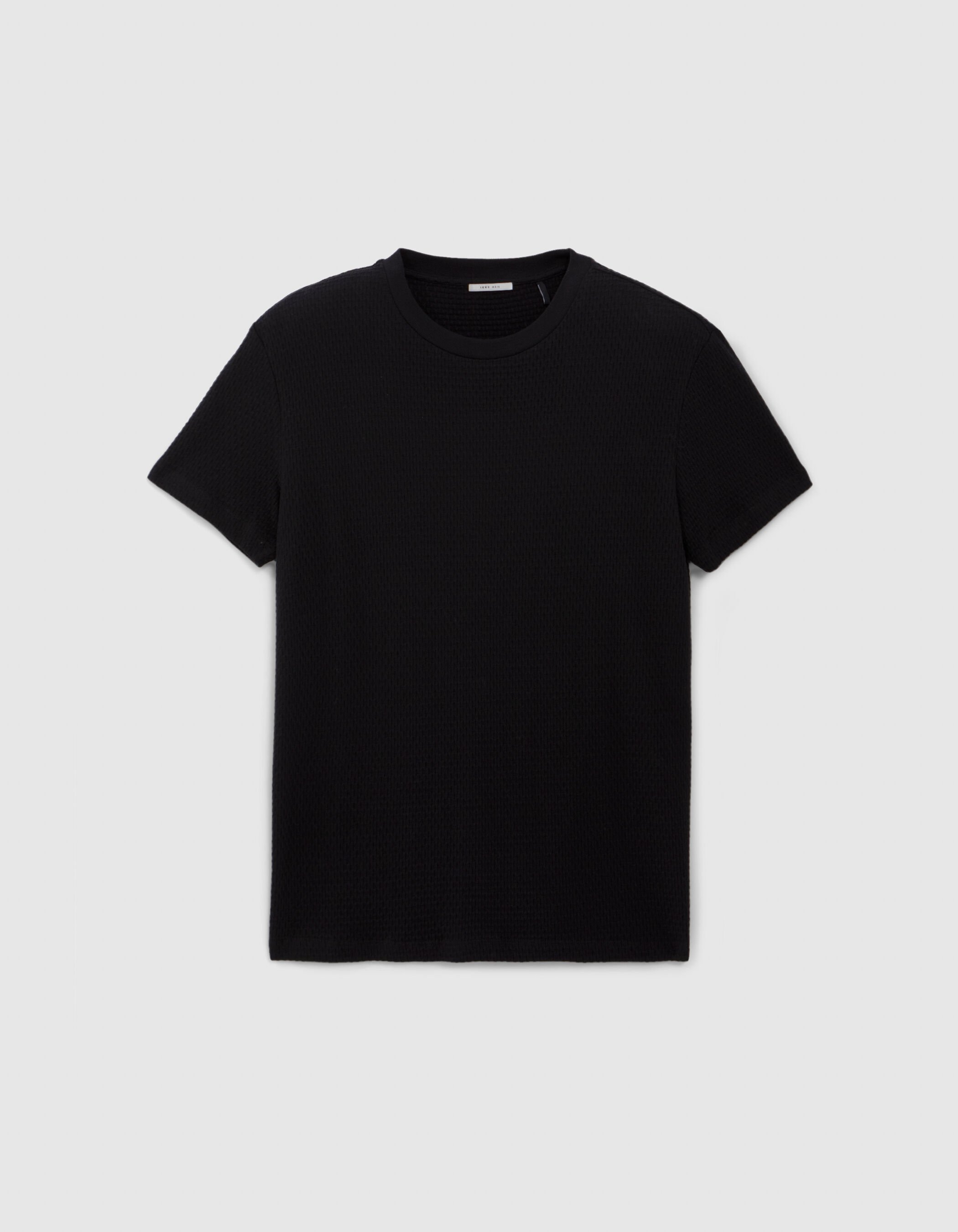 Men's black organic cotton decorative jacquard T-shirt Men's black organic cotton decorative jacquard T-shirt