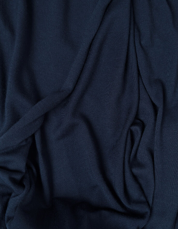 Tee-shirt manches courtes marine fronces c&ocirc;t&eacute;s Femme-8