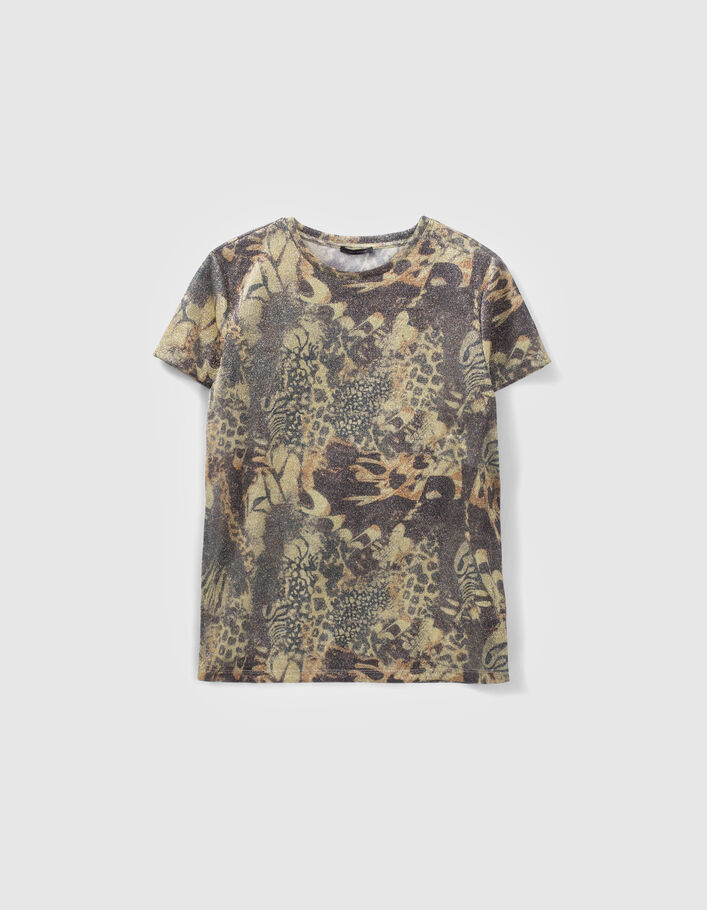 Women’s malachite lurex T-shirt with animal print - IKKS