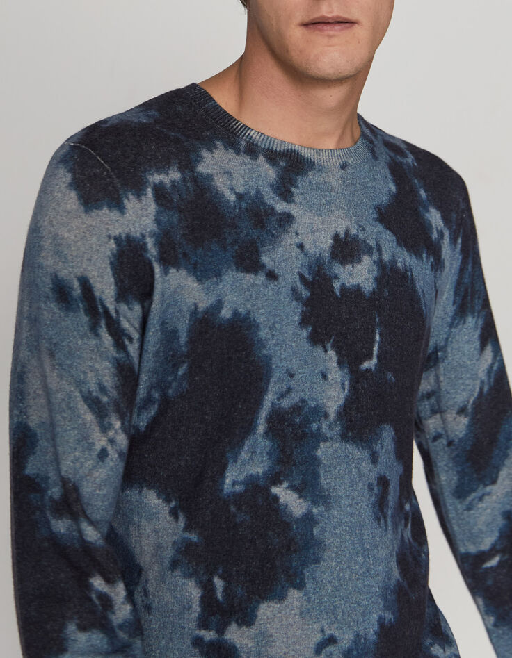 Men’s indigo tie-dye print knit sweater-1
