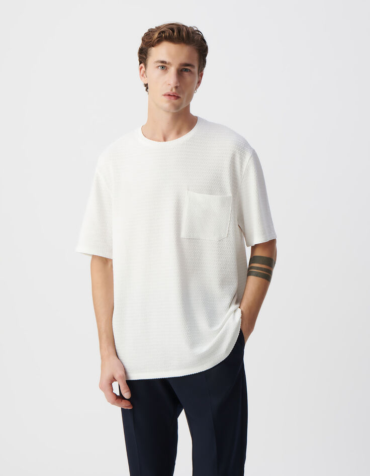 Men's chalk decorative texture knit T-shirt-2