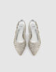Ballerines slingback argent&eacute;es cuir tress&eacute; Femme-3