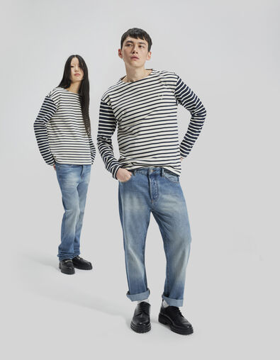 Unisex organic cotton sailor-stripe Gender Free T-shirt - IKKS