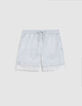 Light blue satin shorts with lace trim for women-6