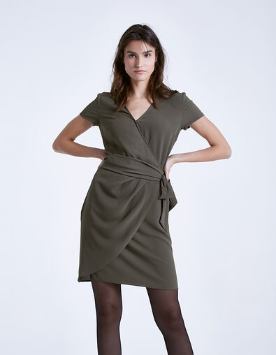 Robe kaki nœud taille - IKKS