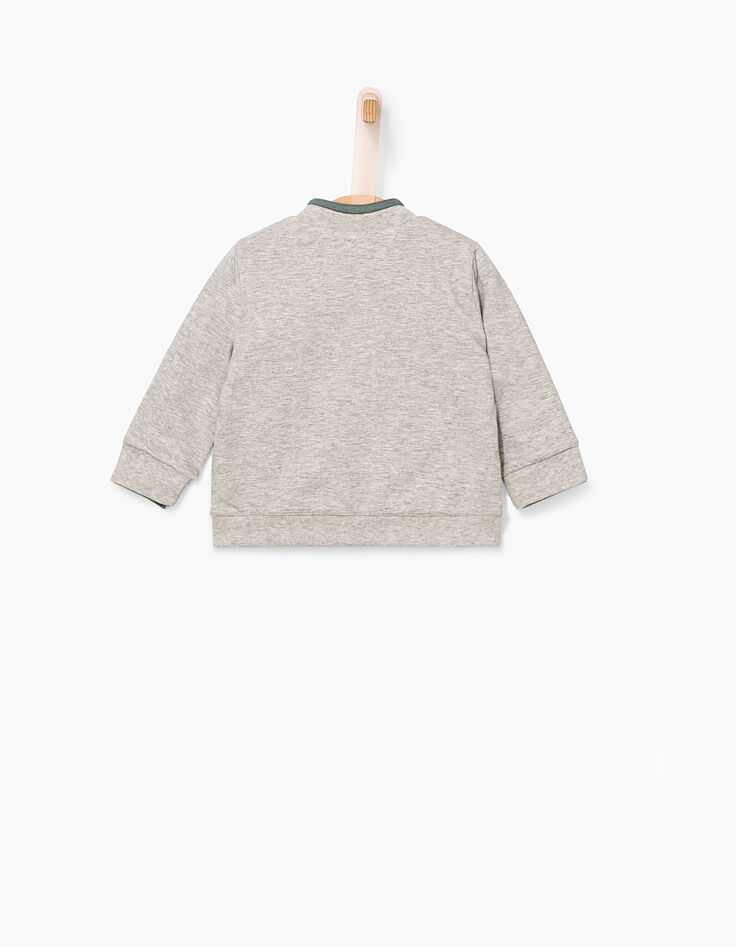 Cárdigan reversible caqui y gris bebé niño -3
