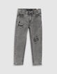 White Grey Straight-Jungenjeans mit Used-Optik-1