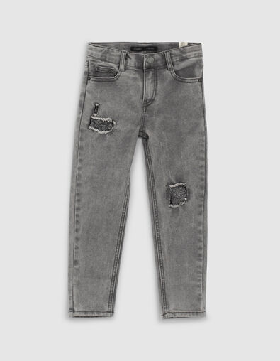 White Grey Straight-Jungenjeans mit Used-Optik - IKKS