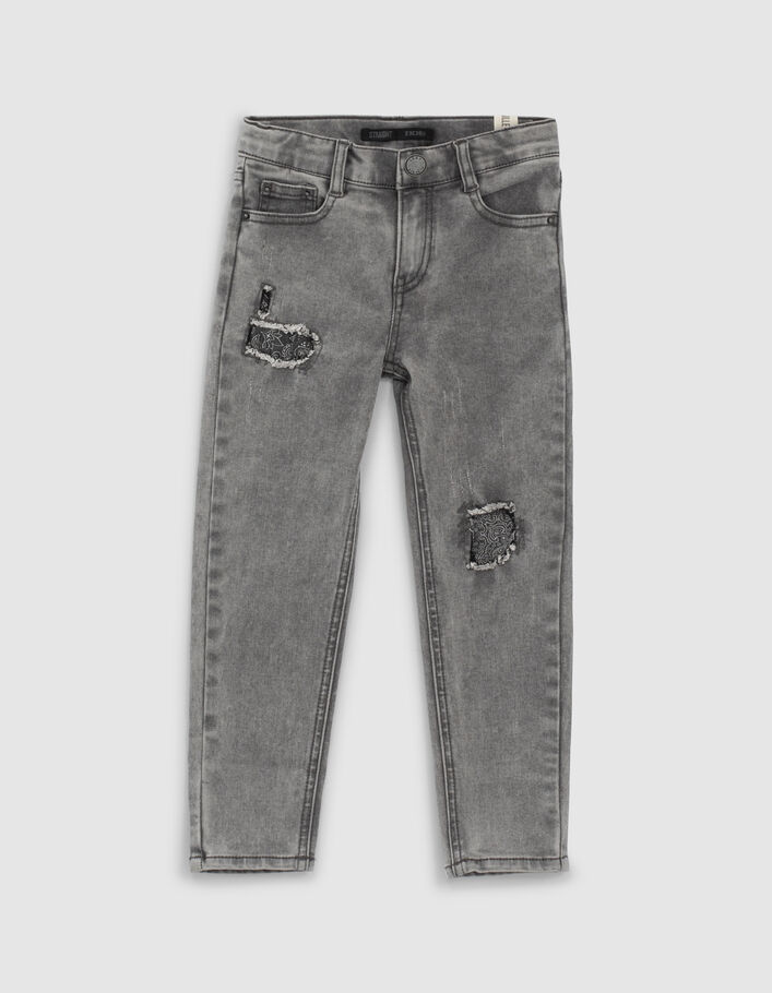 White grey straight jeans slijtplekken Bandana jongens  - IKKS
