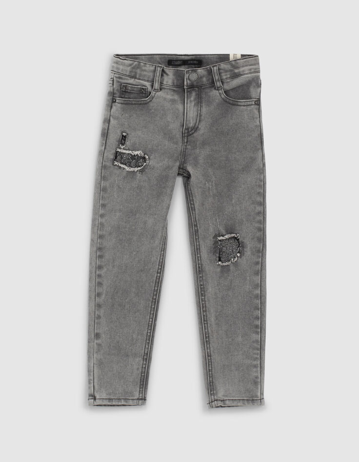 White Grey Straight-Jungenjeans mit Used-Optik-1