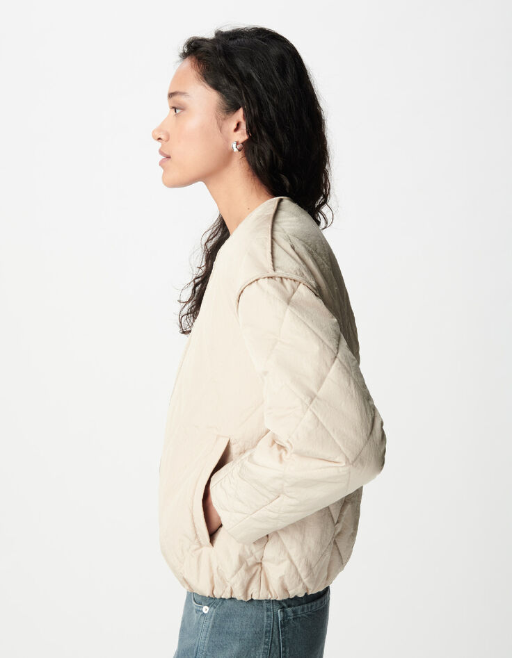 Mujer Chaqueta acolchada oversize beige-5