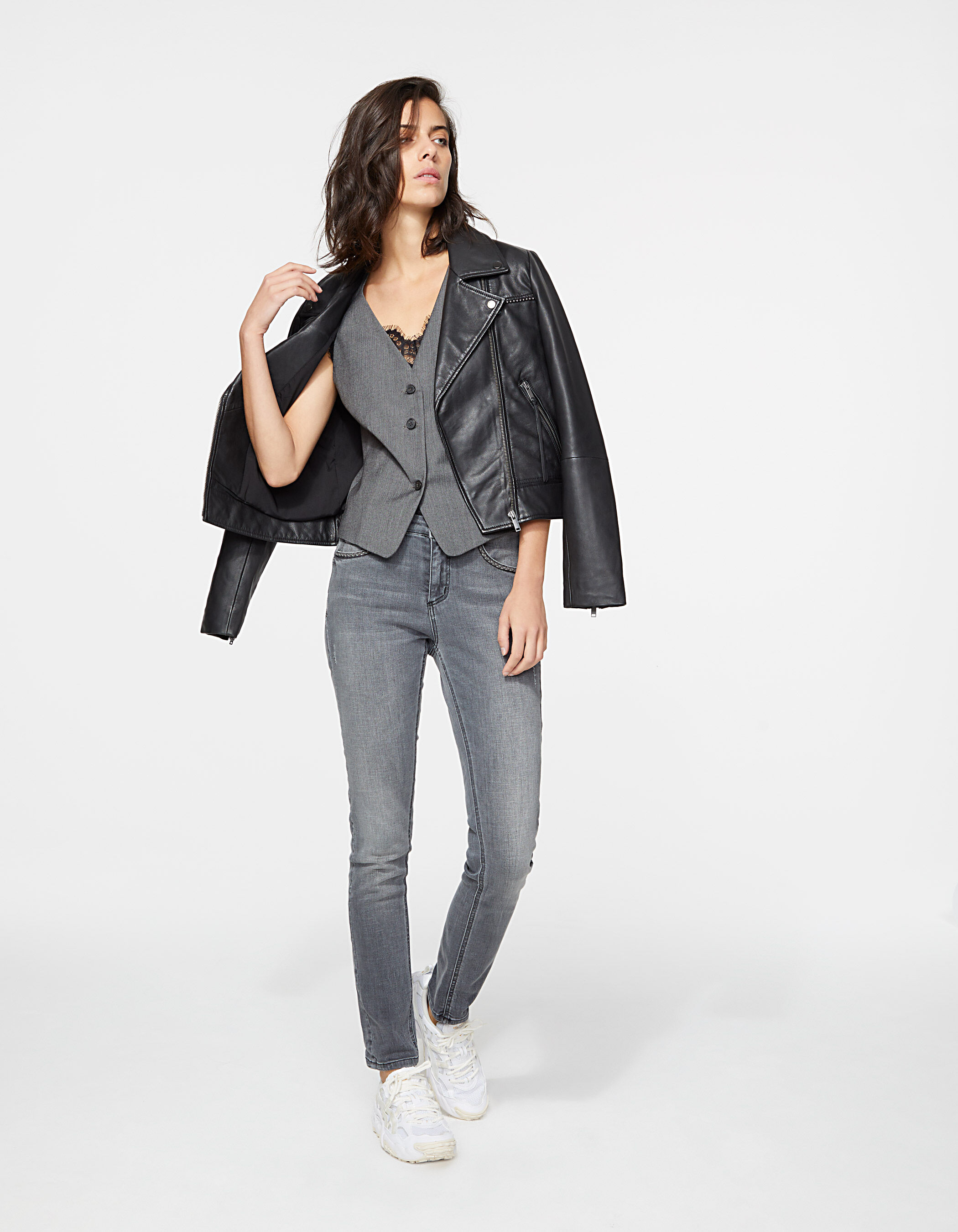 Jean slim hotsell gris clair femme