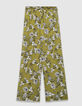 Groene vloeiende wideleg broek bloemenprint Dames-5