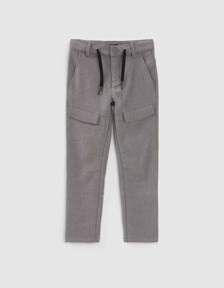 Boys’ grey BAGGY trousers with combat pockets-1