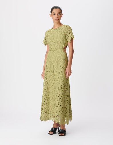 Robe longue verte dentelle d&eacute;coupes c&ocirc;t&eacute;s Femme - IKKS