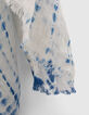 Chèche 100% coton effet tie & dye bleu femme-3