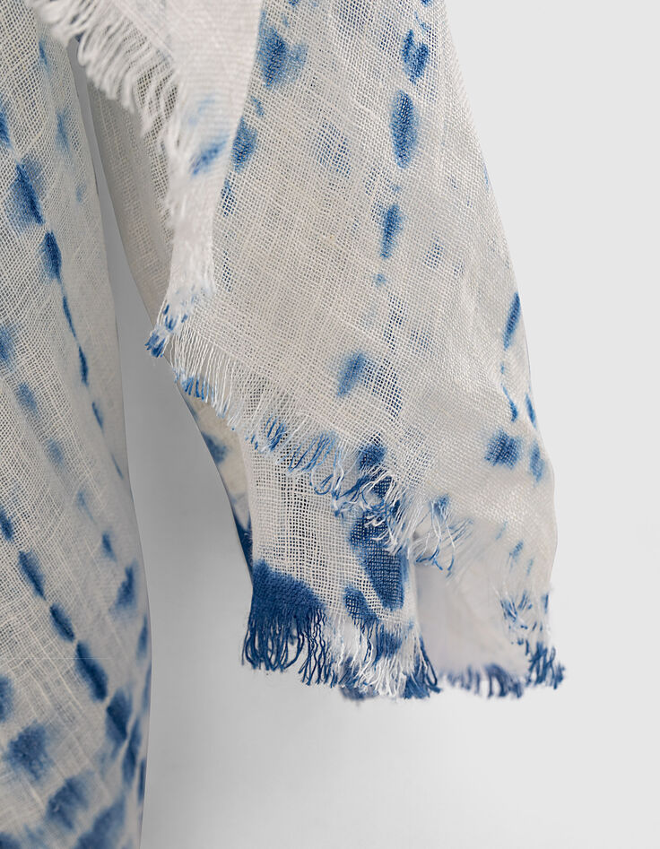 Chèche 100% coton effet tie & dye bleu femme-3