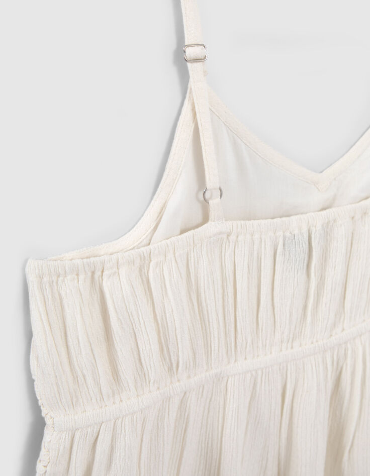 Cremewei&szlig;es Crop-M&auml;dchentop mit Spitze-7