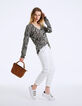 Pull col V en laine mousseuse imprimé zèbre femme-6